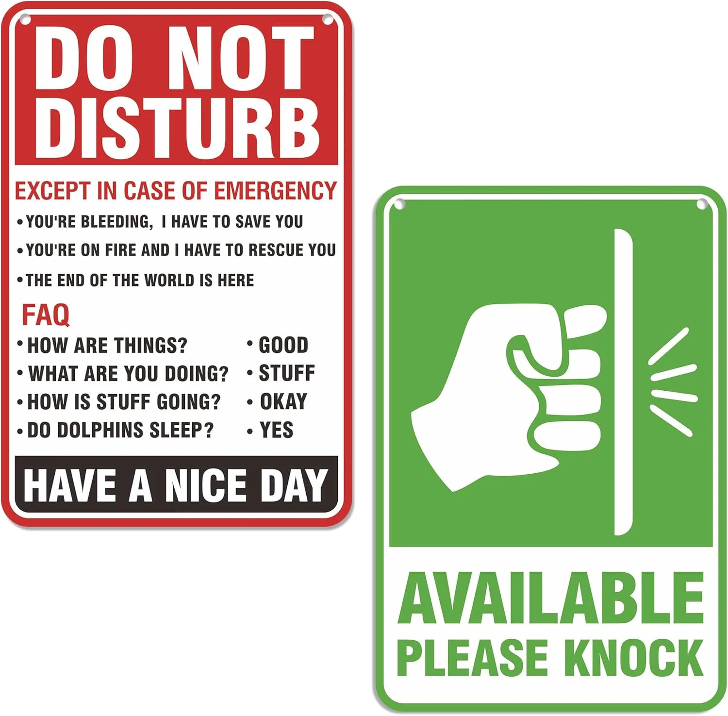 Do Not Disturb Door Hanger Sign, Available Please Knock Sign, Double-Sided PVC F