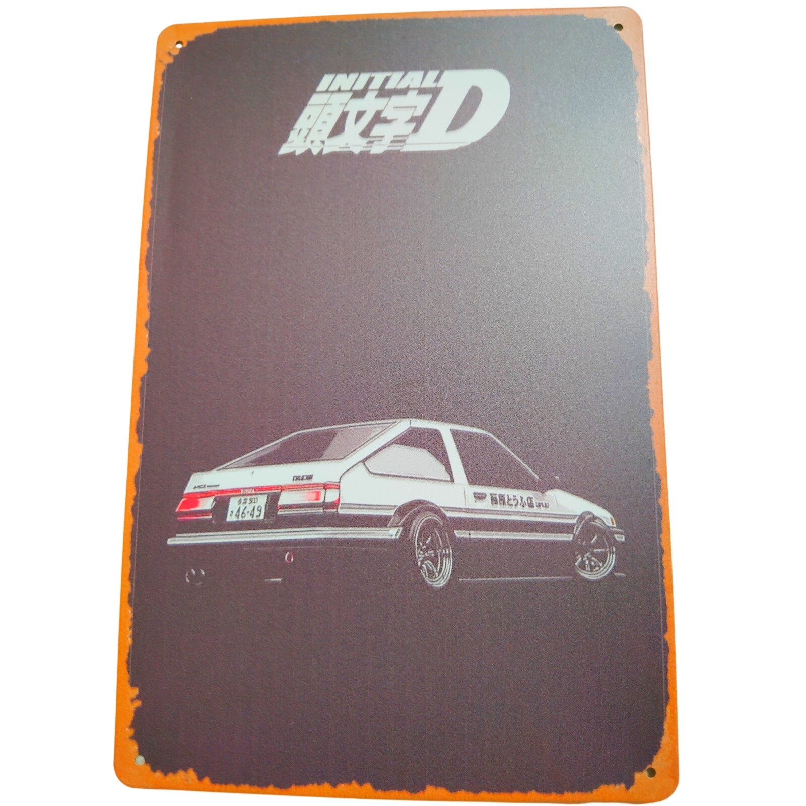 Retro 12×8 Initial D Anime Tin Sign, Toyota AE86 Trueno Rear View, Street Racing