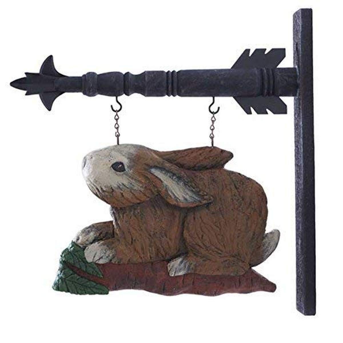 K&K Interiors Rabbit on Carrot Arrow Replacement Hanging Decor Resin 16×12 Brown
