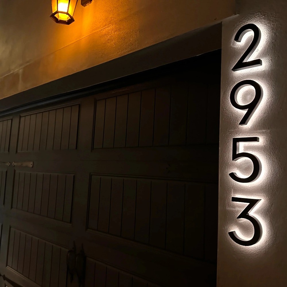 LED House Number Light Metal Illuminated House Sign Address Sign Home Door Sign
