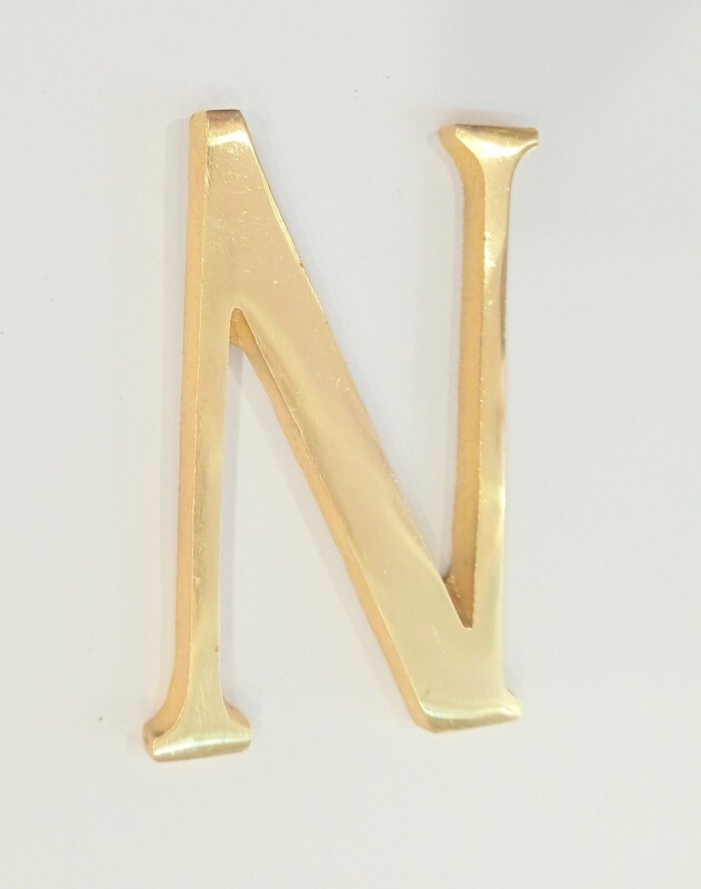75 MM (3Inch) Brass Home 26 Polish Gold Wall Mounted Door Mounted Letters N
