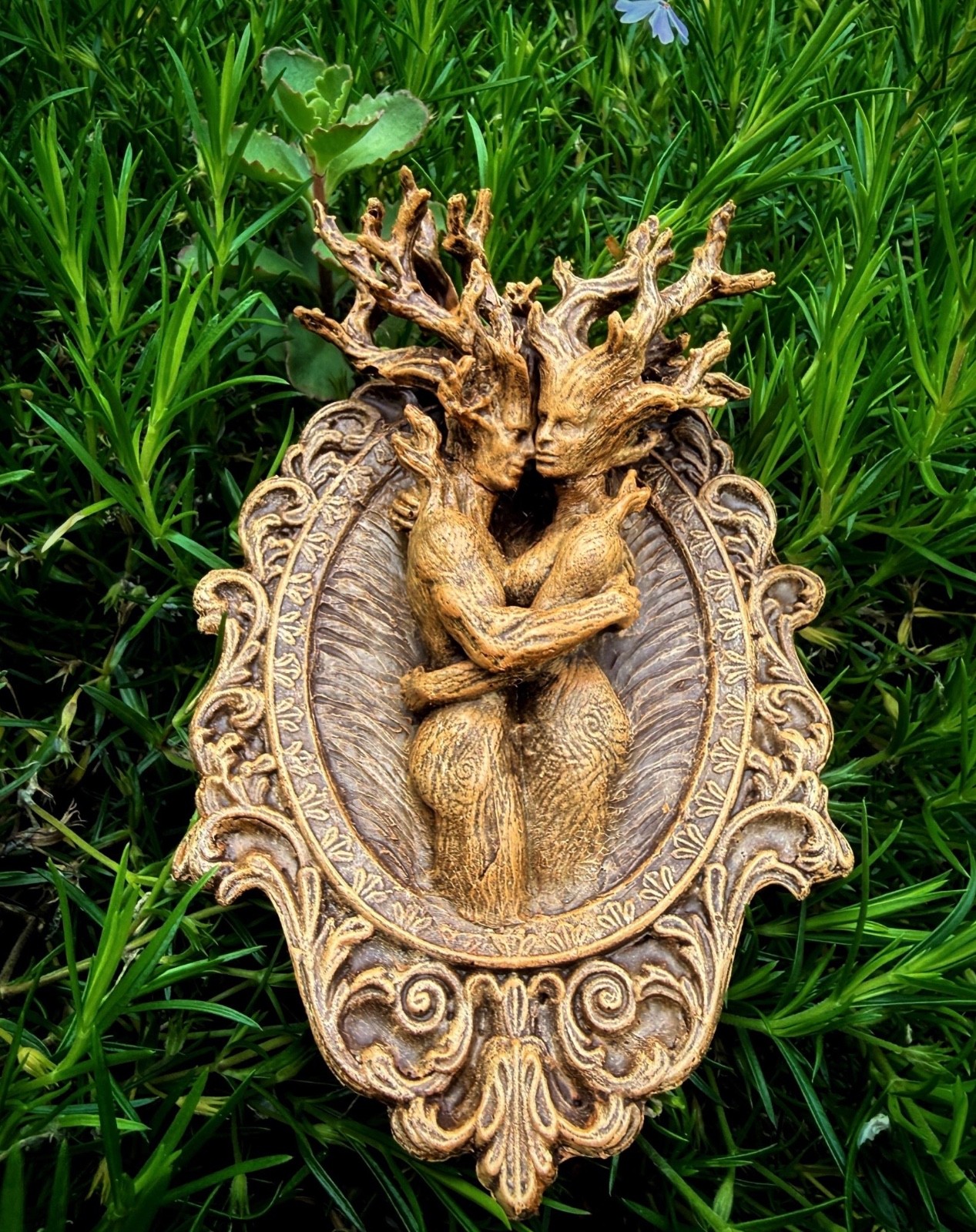 Amor Silvanus Dryads Wall Plaque Resin Tree Spirit Forest Couple Figurine Decor