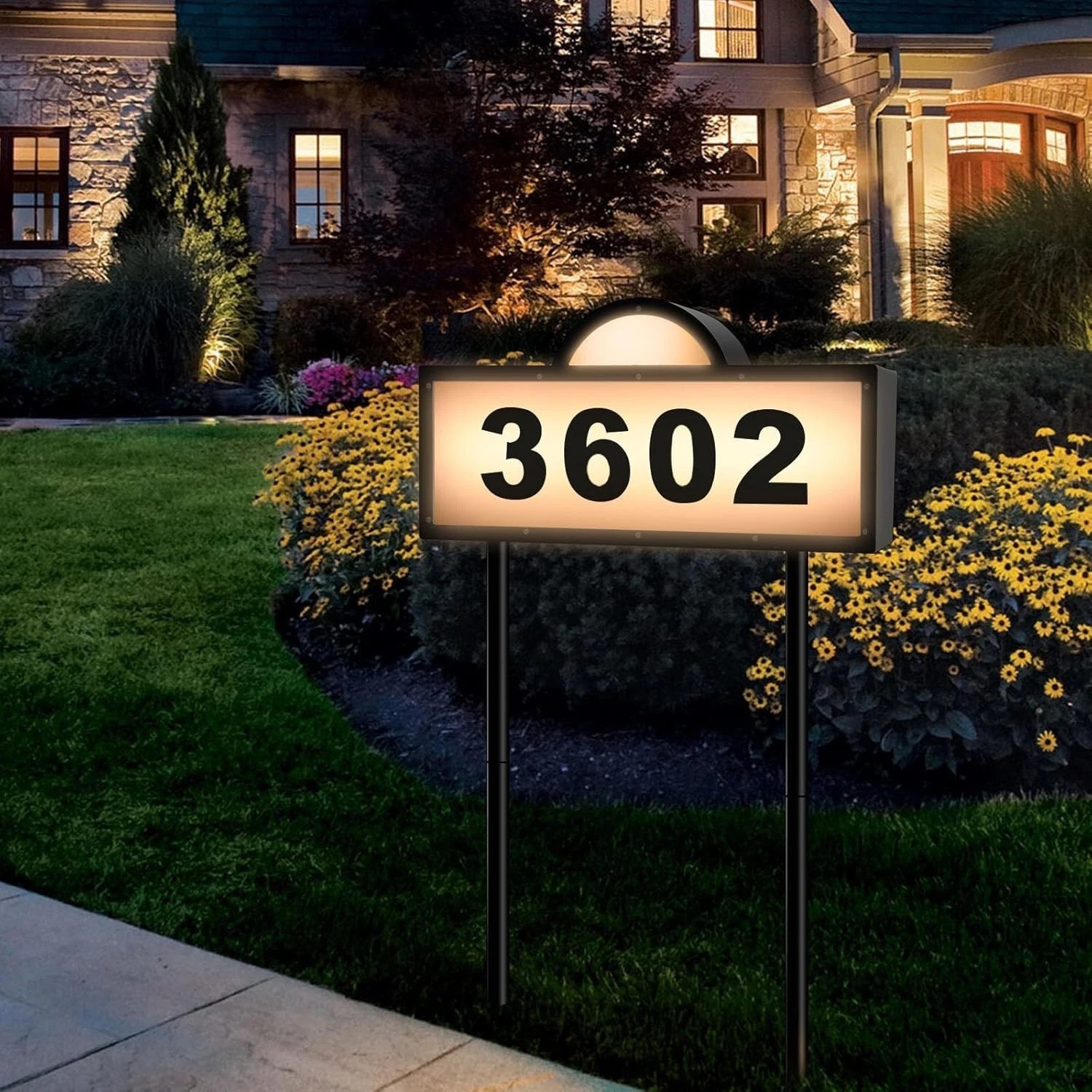 Solar Address Signs for Yard, Solar Powered Address Sign with Warm White & Co…