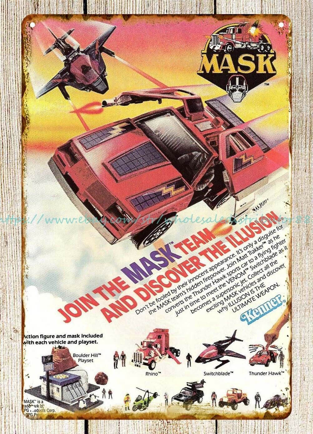 1980s toy vehicles M.A.S.K metal tin sign reproduction wall decals