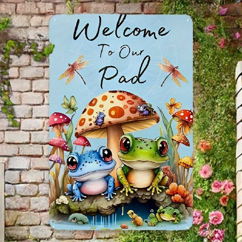 Spring Metal Tin Sign Spring Summer Welcome To Our Pad Flag 8×12