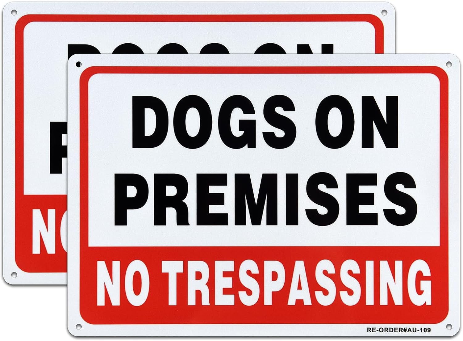 2 Pack Dogs On Premises Sign, No Trespassing Small Signage, 2-Pack(10×7)