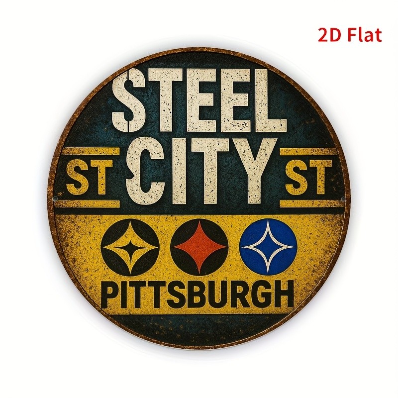 [2D Flat] Vintage Pittsburgh Tin Metal Signs – 8×8 Inch (20x20cm) – 2D Flat Alum