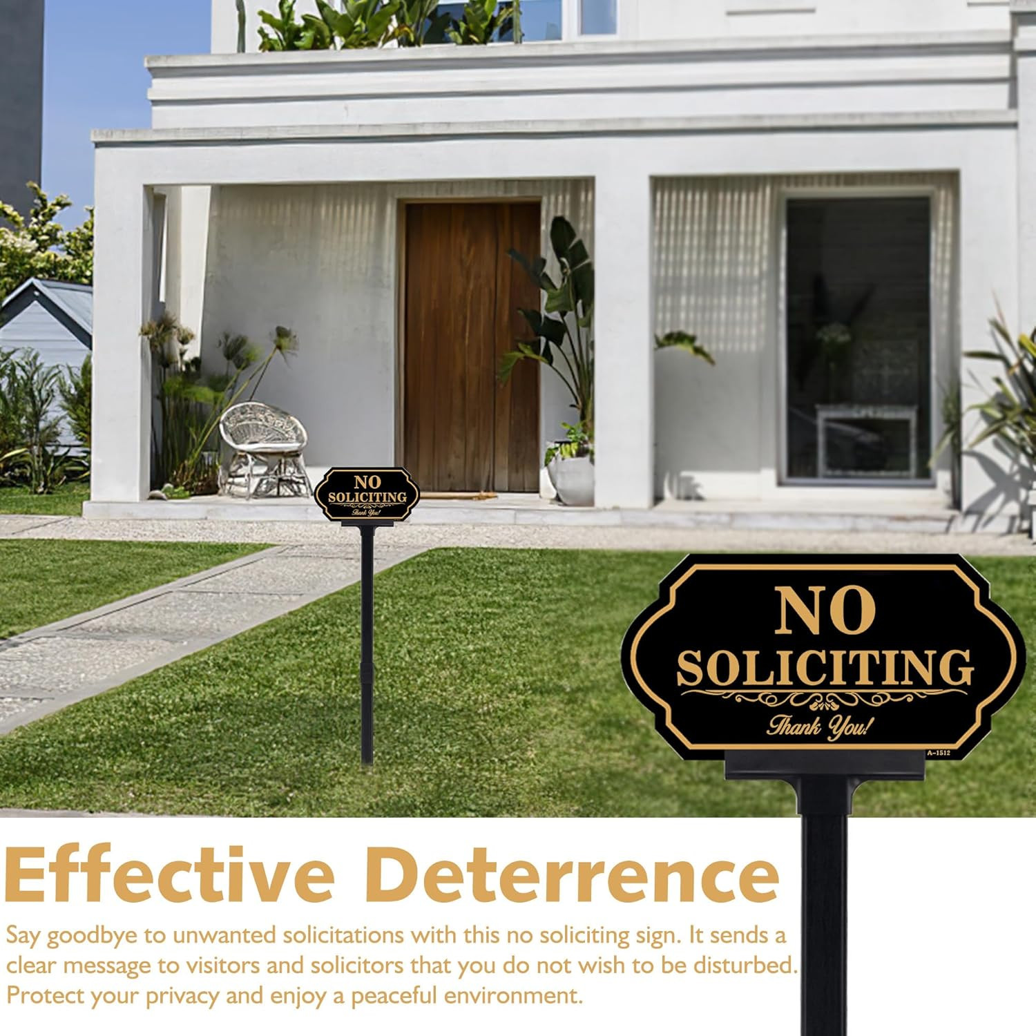 No Soliciting Sign for House with Stake – 50-Mil Thick Aluminum – 5X10 Inch/37 I
