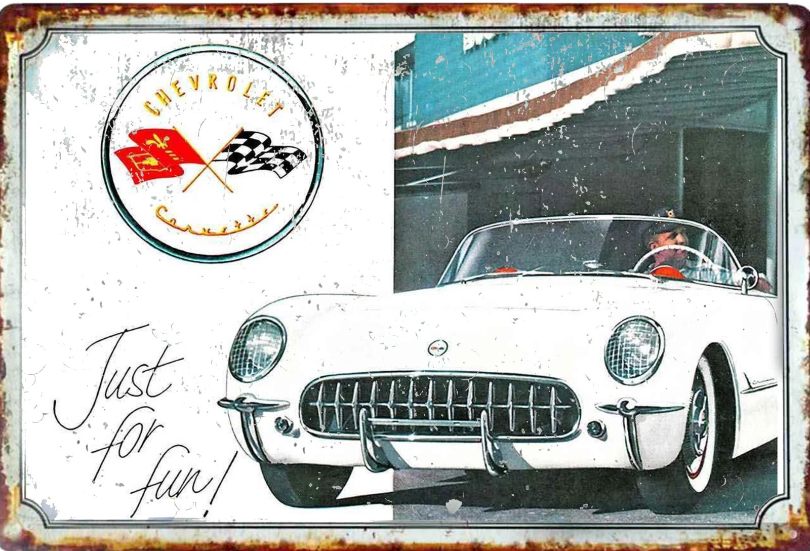 Corvette 1956 Car Auto Advertising Vintage ads Metal Tin Signs up to 12×18