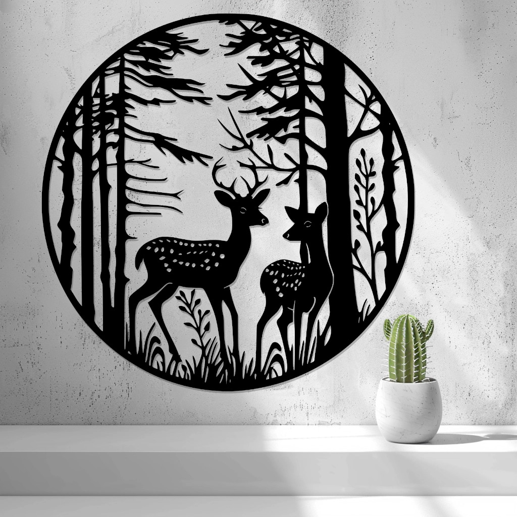 Deer Shadow Wall Art | 3D Printed Rustic Wildlife & Cabin Home Decor