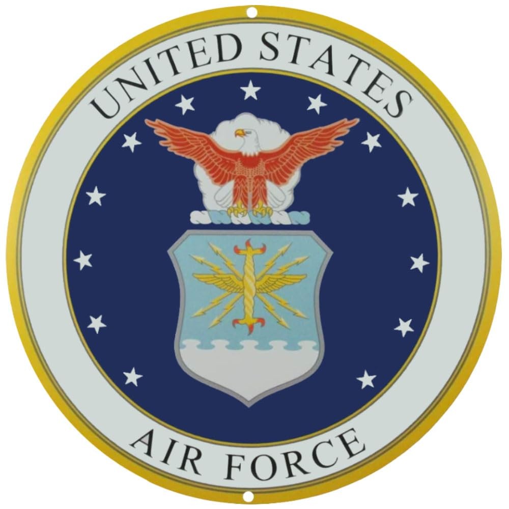 1PC United States Force Logo Metal Sign Force Wall Decor, 12 Inch Round Force…
