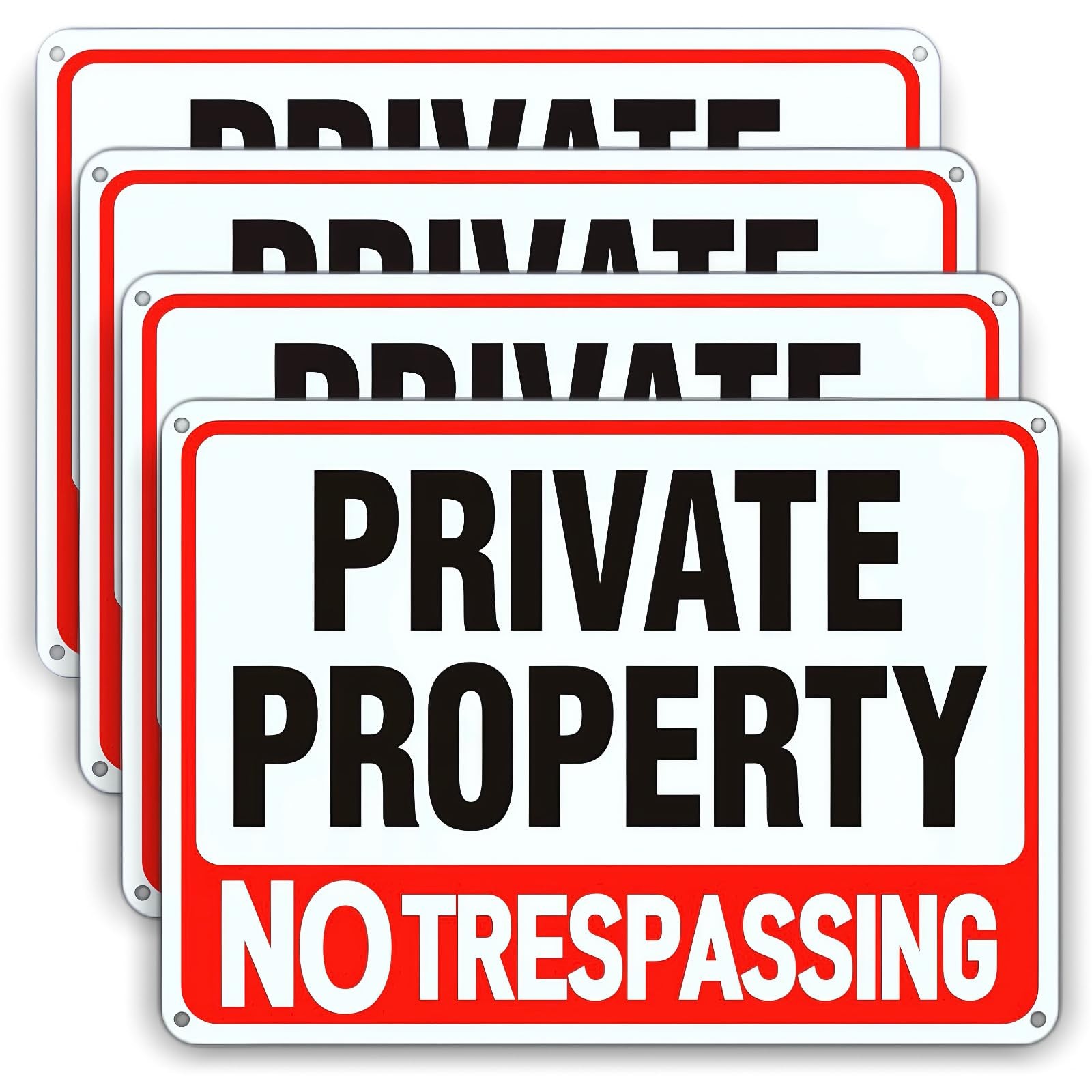 4 Pack Large No Trespassing Signs Private Property, 12×8 Inch Rust Free Alumi…