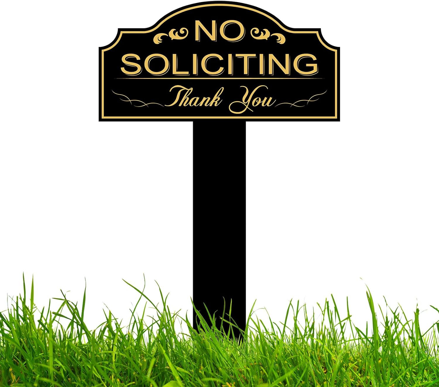 No Soliciting Sign for House with Stake 7 x 3.5 Inch Waterproof Resistant with 1