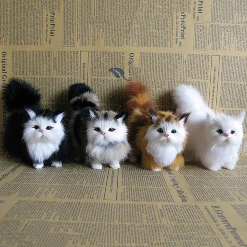 Cute Simulation Cat Plush Toys Soft Stuffed Kitten Model Fake Cat Realist Animal