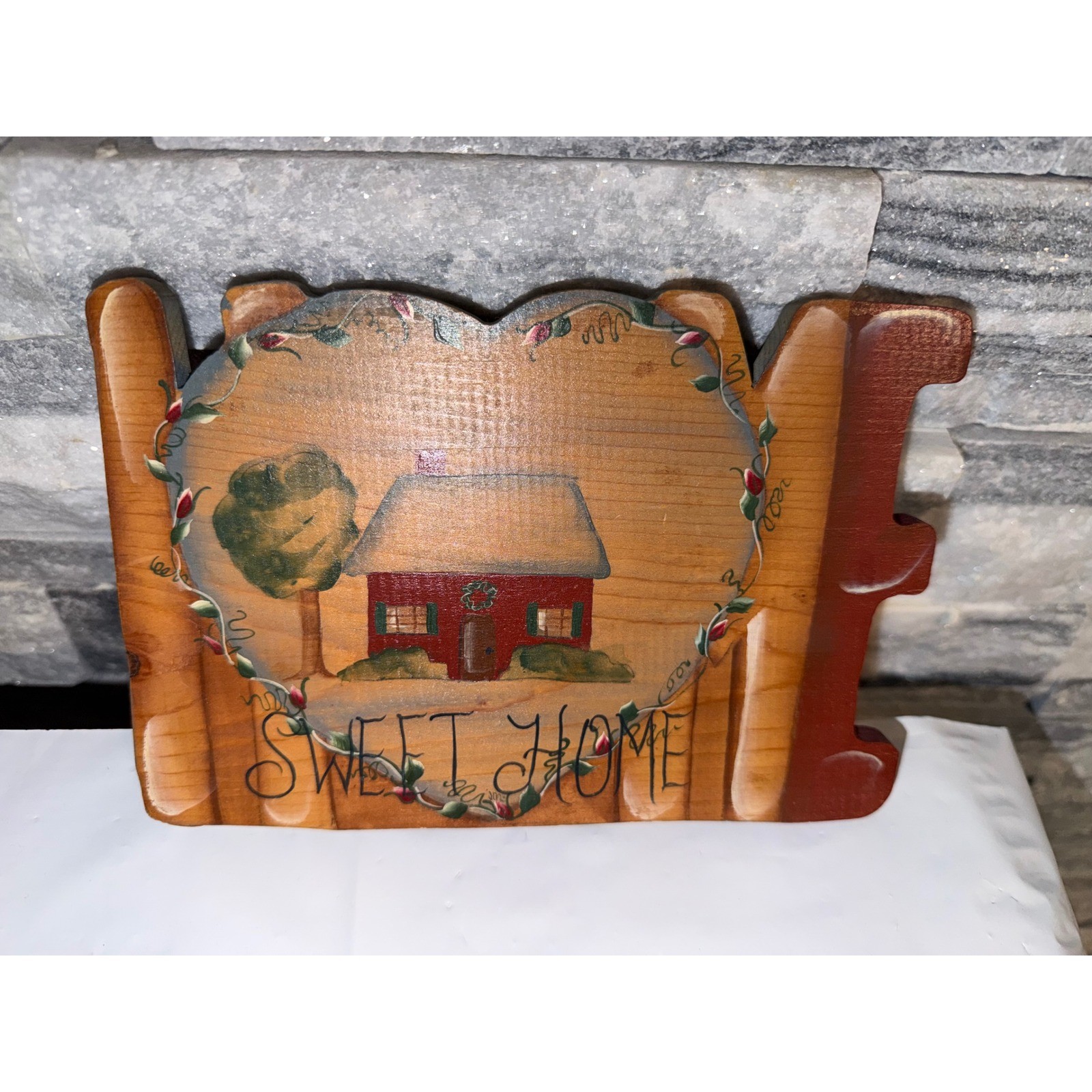 Vintage Rustic Wooden Sweet Home Shelf Sitter Hand Painted cottagecore decor