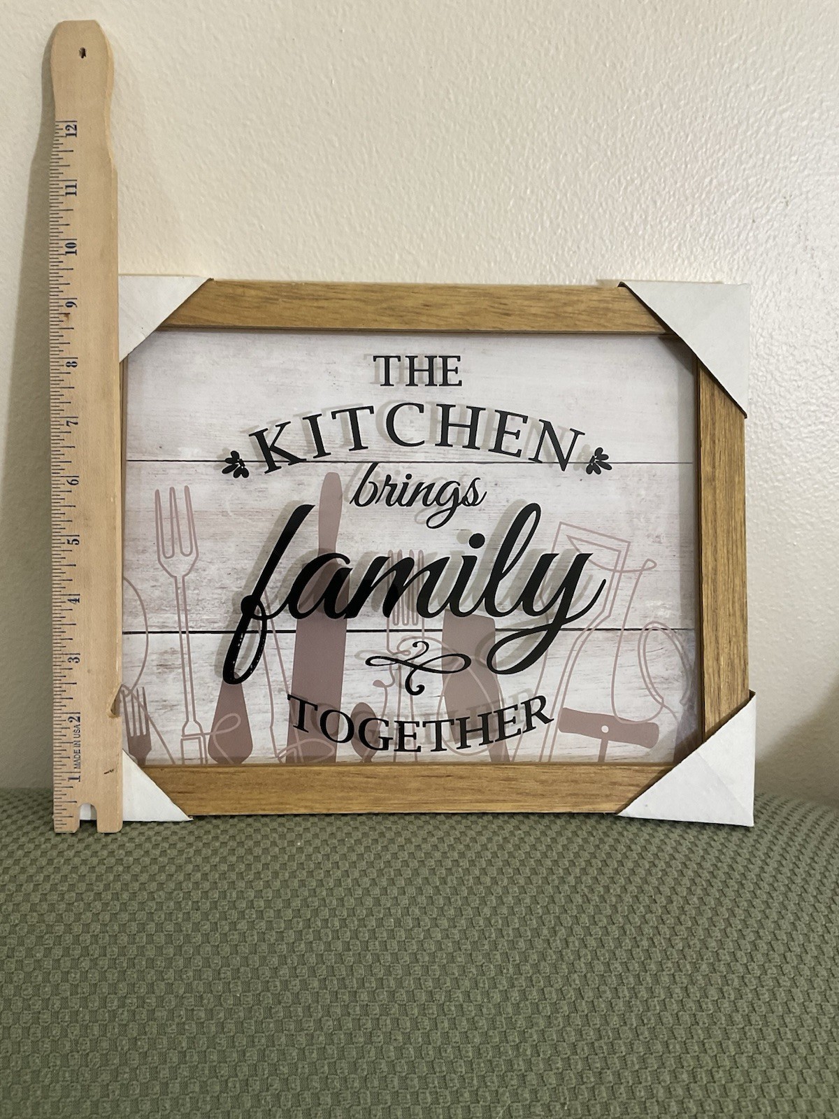 The Kitchen Brings Family Together Picture Sign 12x 9.5 Inches FARMHOUSE Rustic