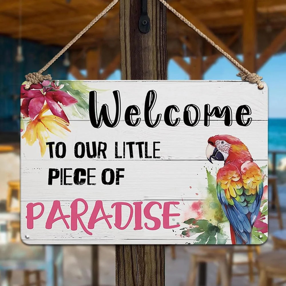YOYI ART Patio Decor Pool Decorations Outdoor Tiki Bar Signs – Welcome To Our Li