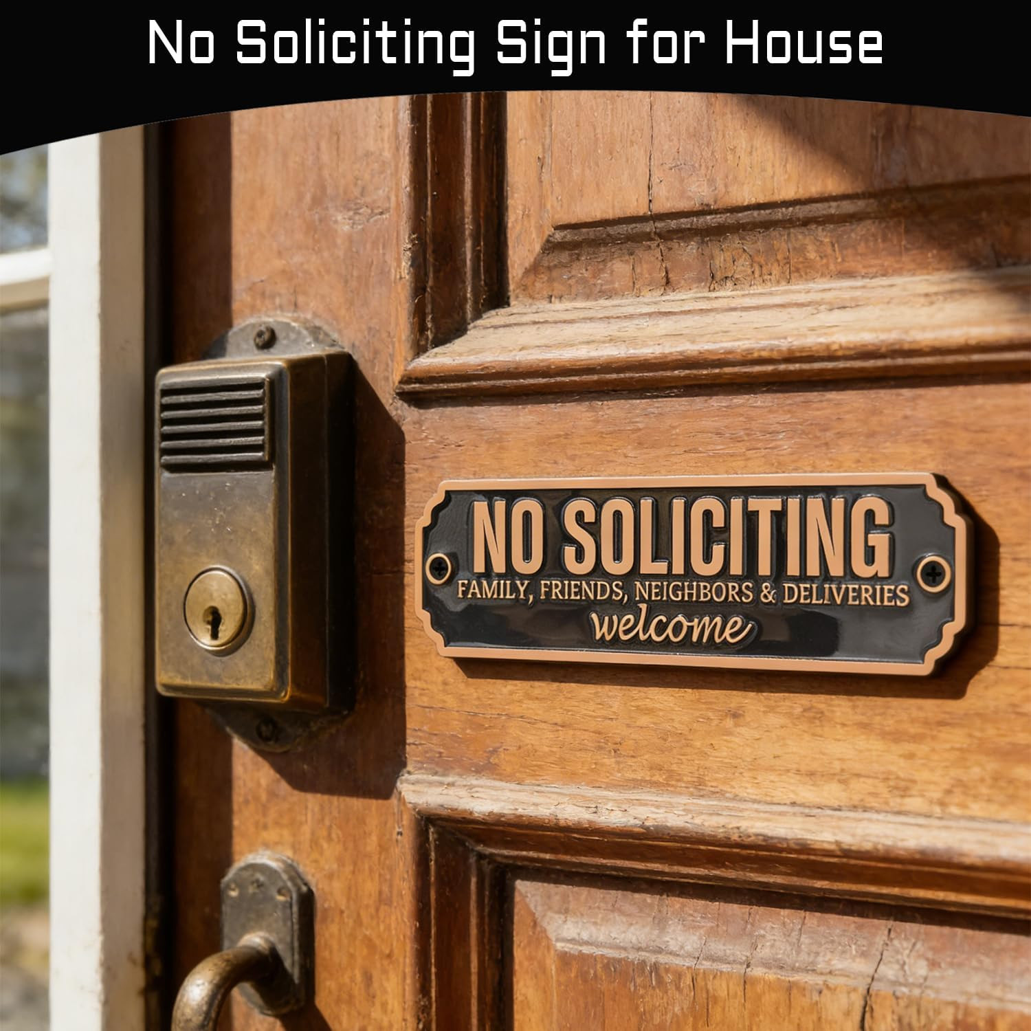 Brass No Soliciting Sign, No Soliciting Sign for House, Elegant Welcome Front