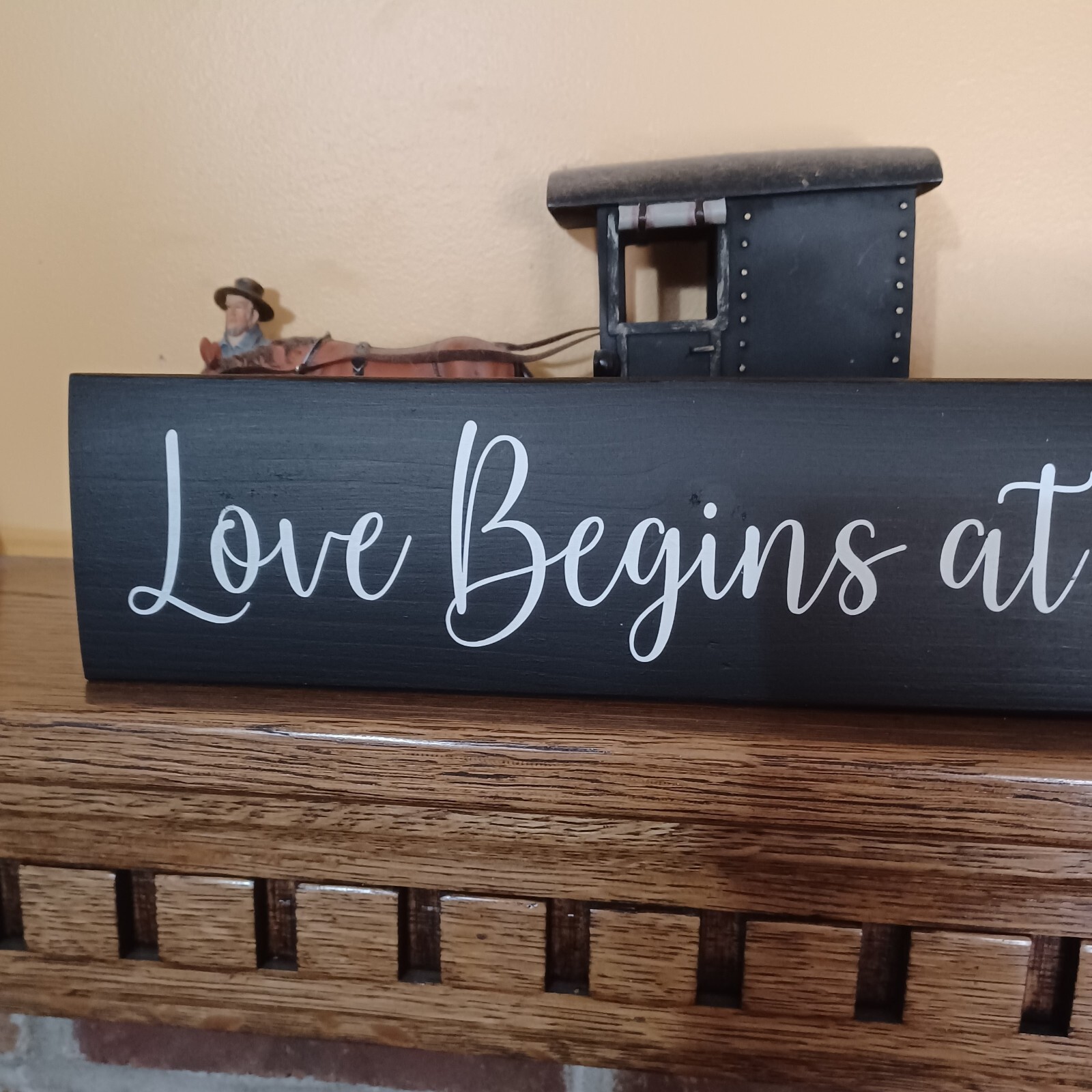 Love Begins at Home Farmhouse Rustic Primitive Sign Country Home Décor