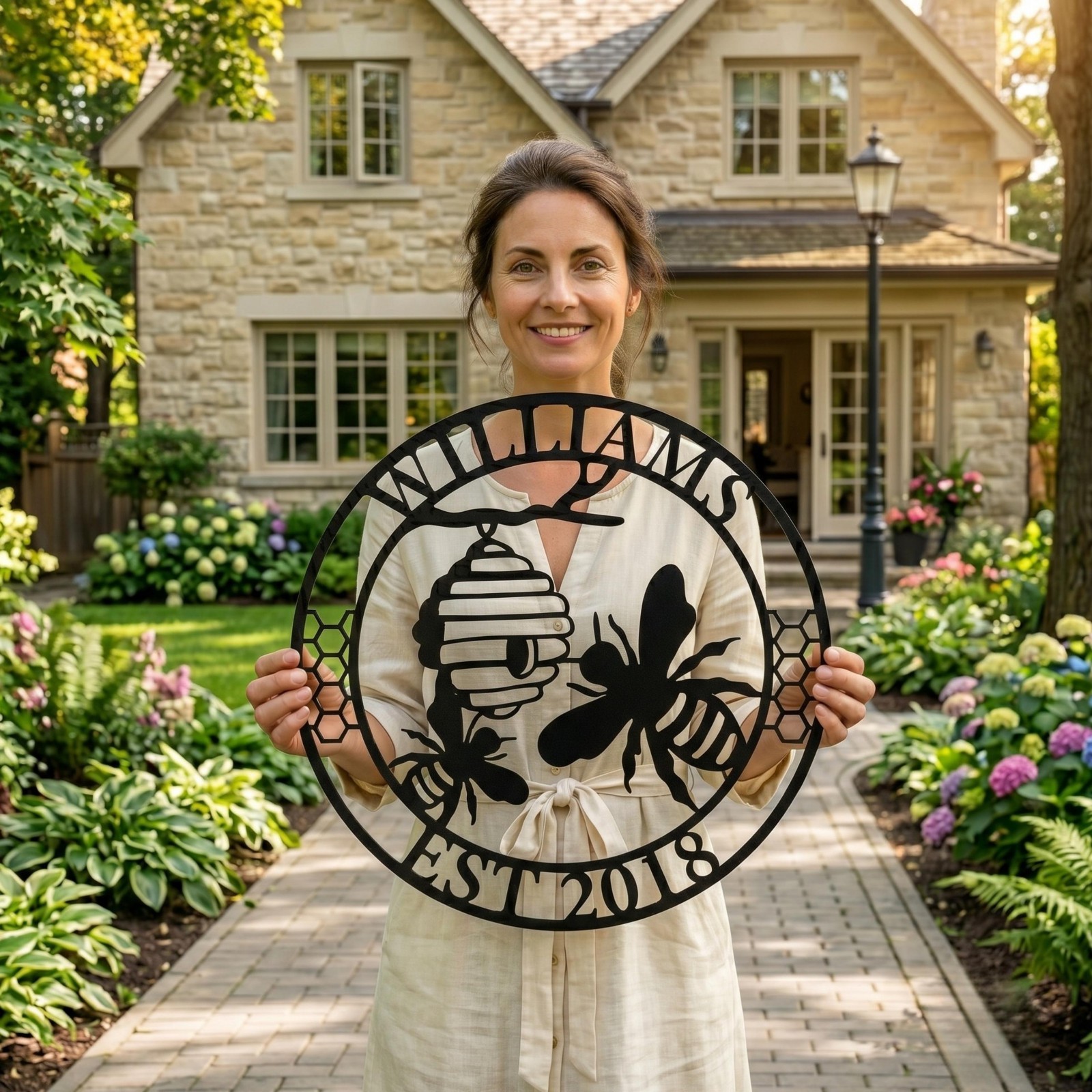 Personalized Honey Bee Metal Sign: Custom Garden Decor, Beekeeper Gift
