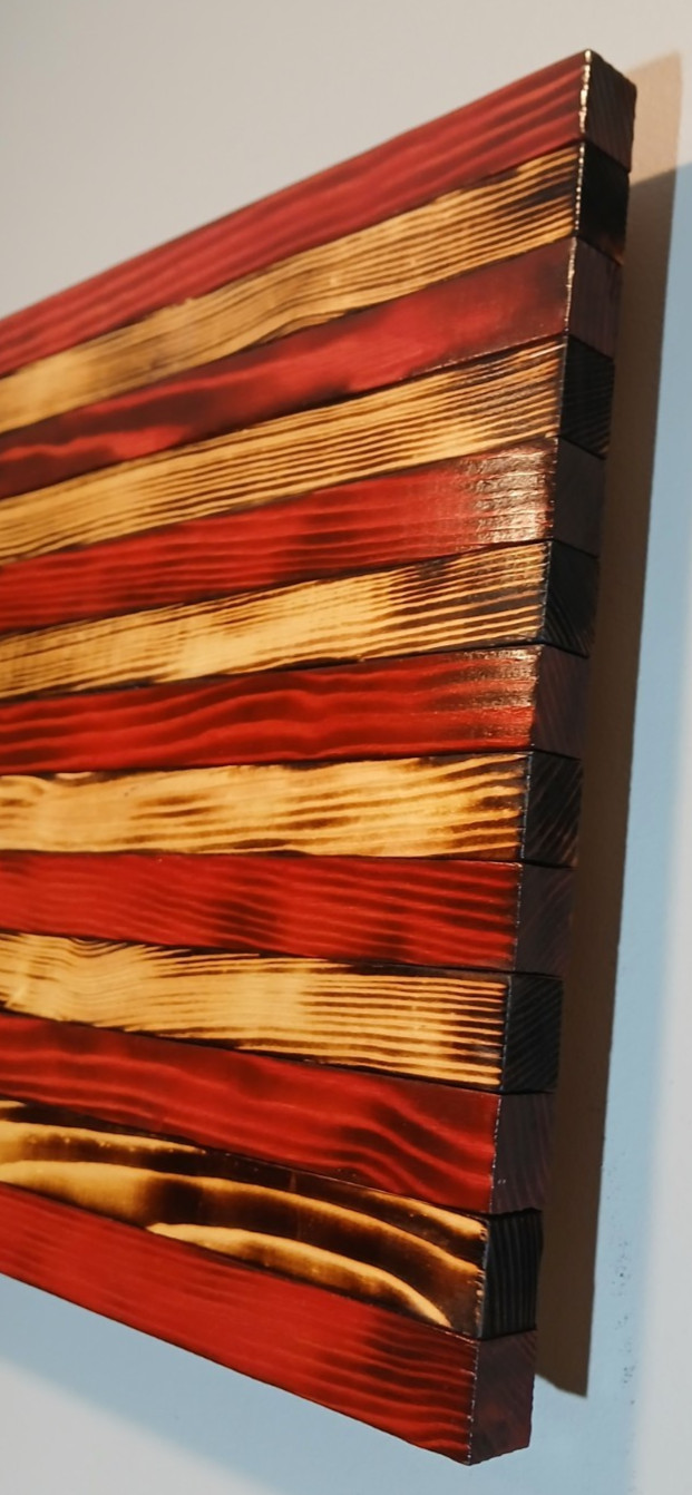 RUSTIC WOODEN AMERICAN FLAG HANDCRAFTED BURNT 25″ x 13.5″ 50 STARS IN STOCK