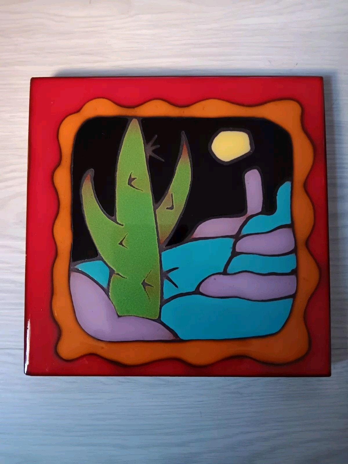 Desert Dreams Studio S. Fe,N.M.- Ingrassia- Southwest Cactus Tile Trivet