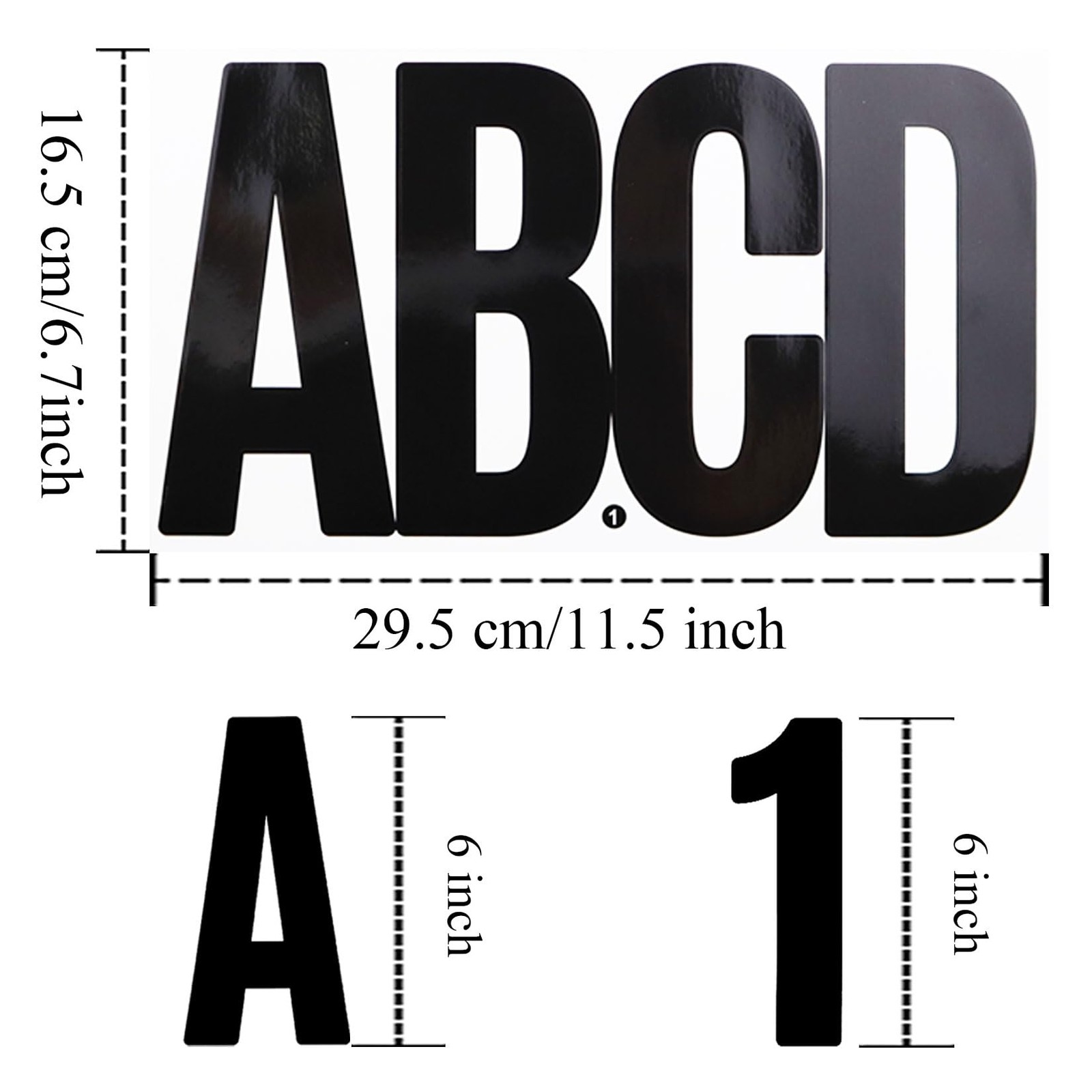 20 Sheets 6 Inch Letter Number Stickers, Self Adhesive Vinyl Capital Black
