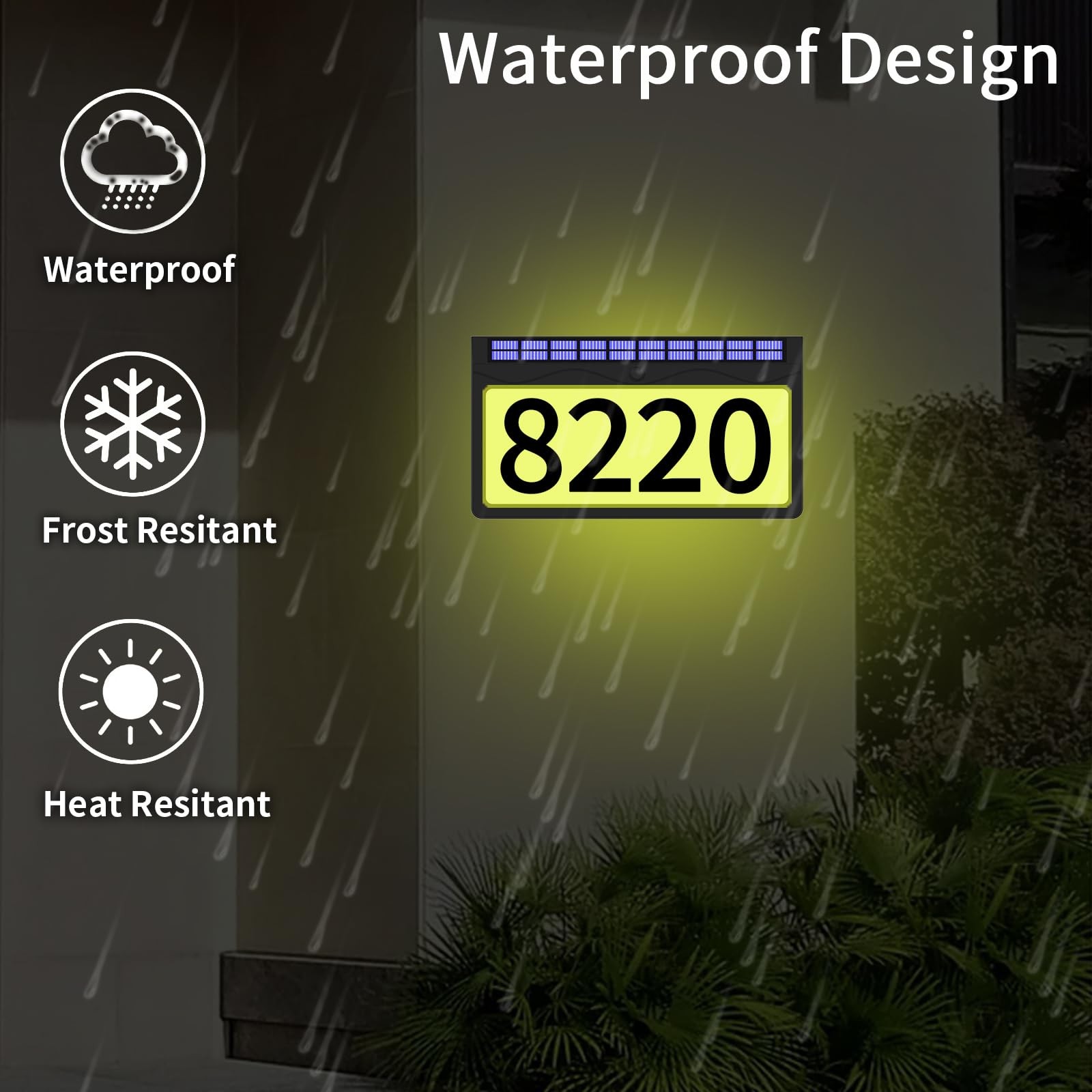IVWVI Solar Address Sign, Lighted 6.5 IN(wall mounted), Black(RGBW)