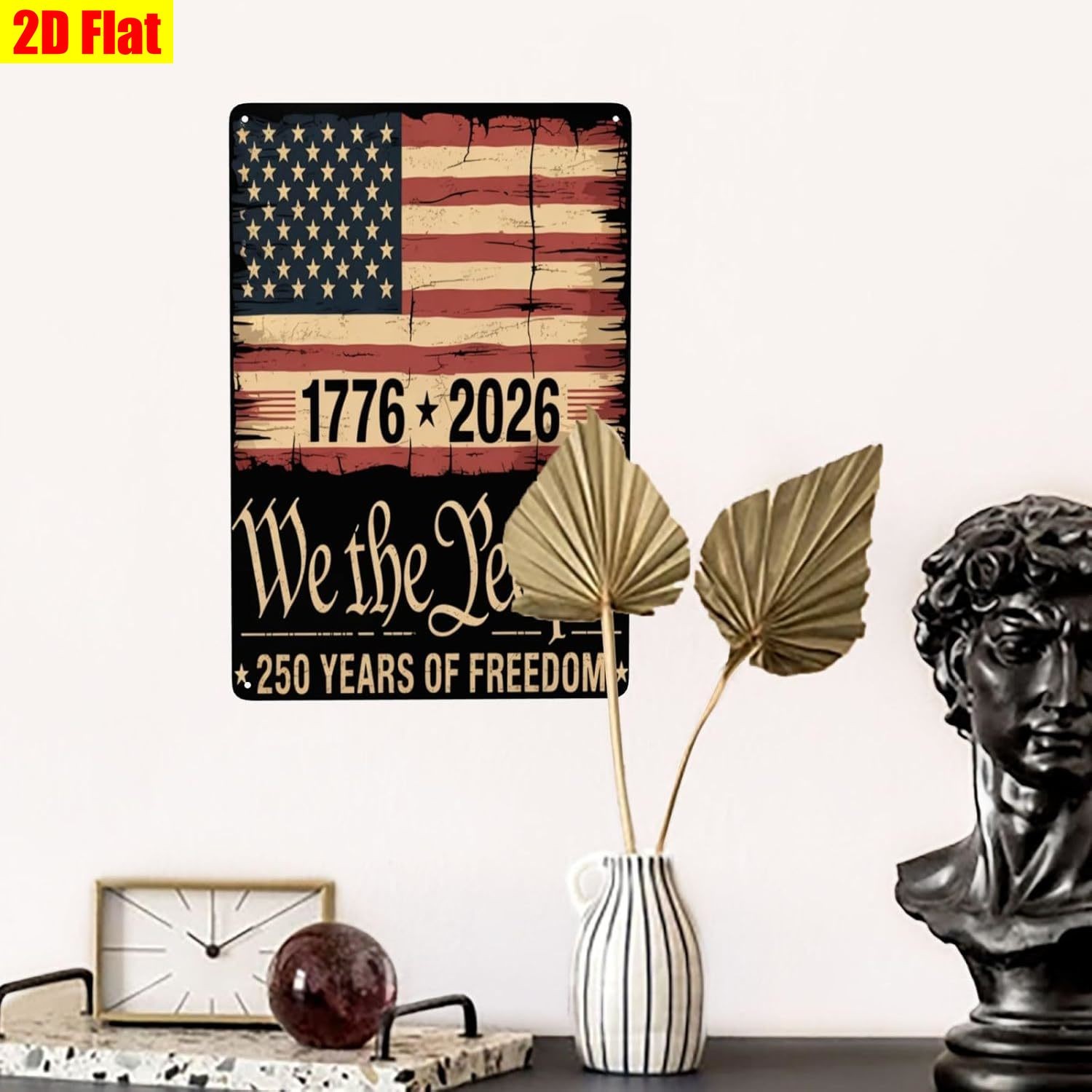 250 Years of Freedom Metal Sign American Flag Patriotic Wall Decor for Man Cave