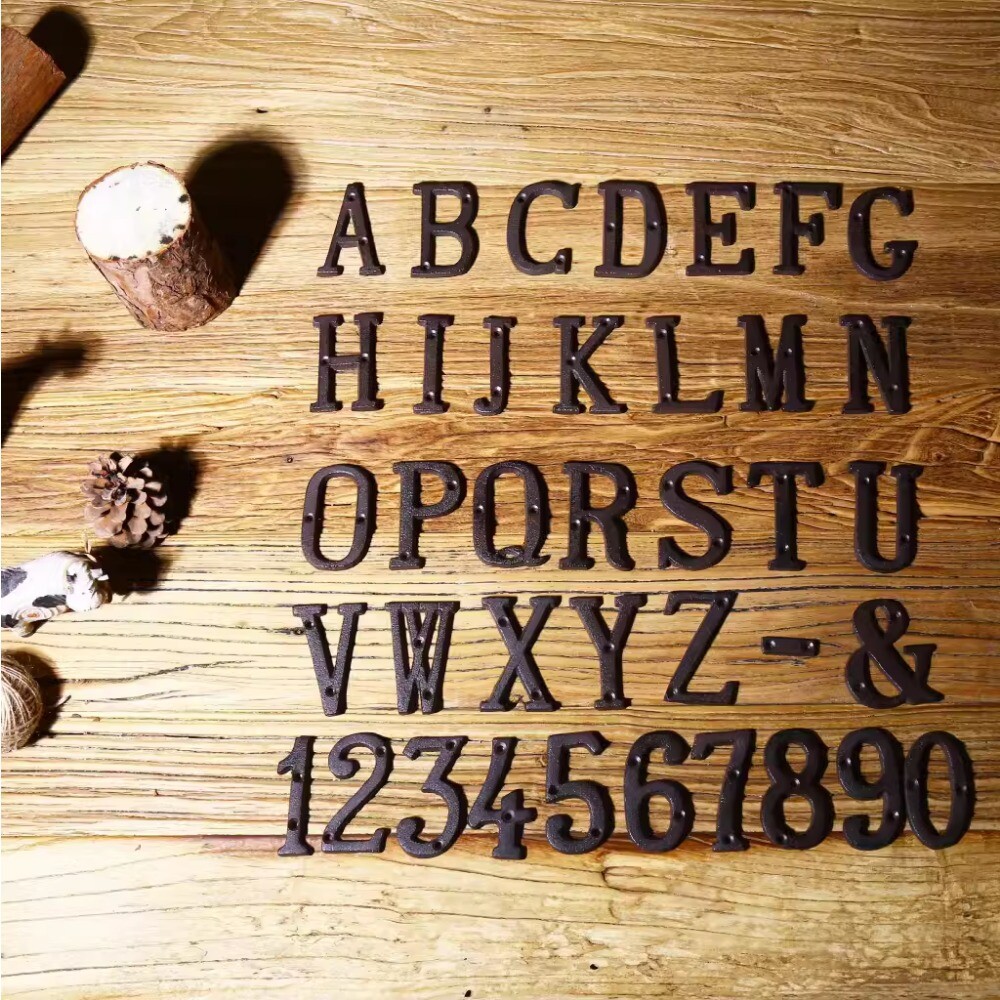 Cast Wrought Iron Black Antique Xmas House Door Alphabet Letters and Numbers US