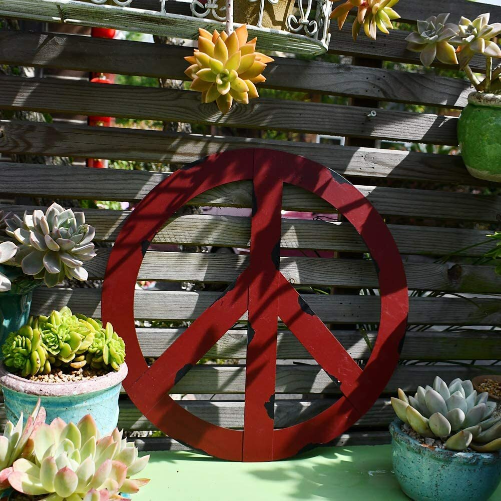 Metal Treasured Red Peace Sign Decorative Metal Hanging Peace Sign Wall DecorArt