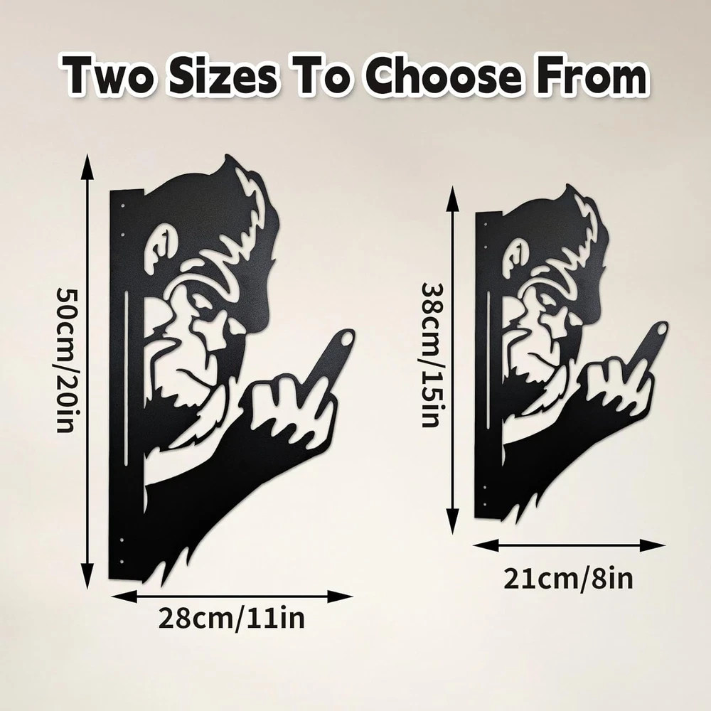 Peaking a Boo Flipping off Bigfoot Animal Metal Sign Art Ornament, Middle