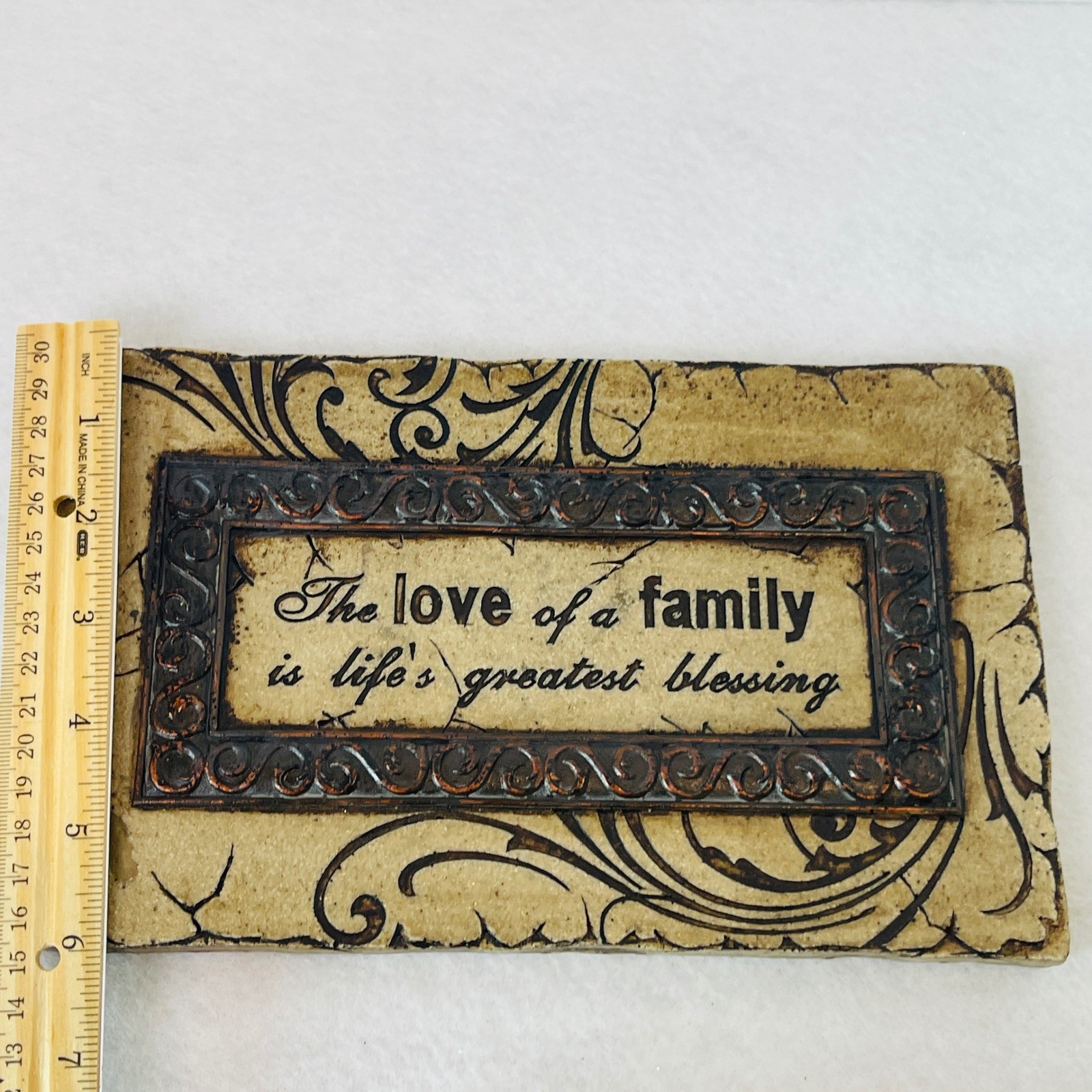 Family Blessing Wall Plaque Rustic Stone Look Resin Sign Decor 9.5×6 Inch