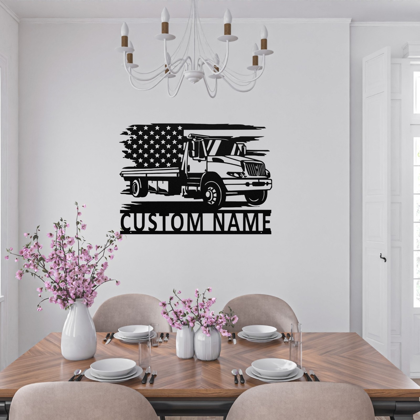 Personalized US Tow Truck Metal Sign Custom Towing Decor Gift for Truck Lovers