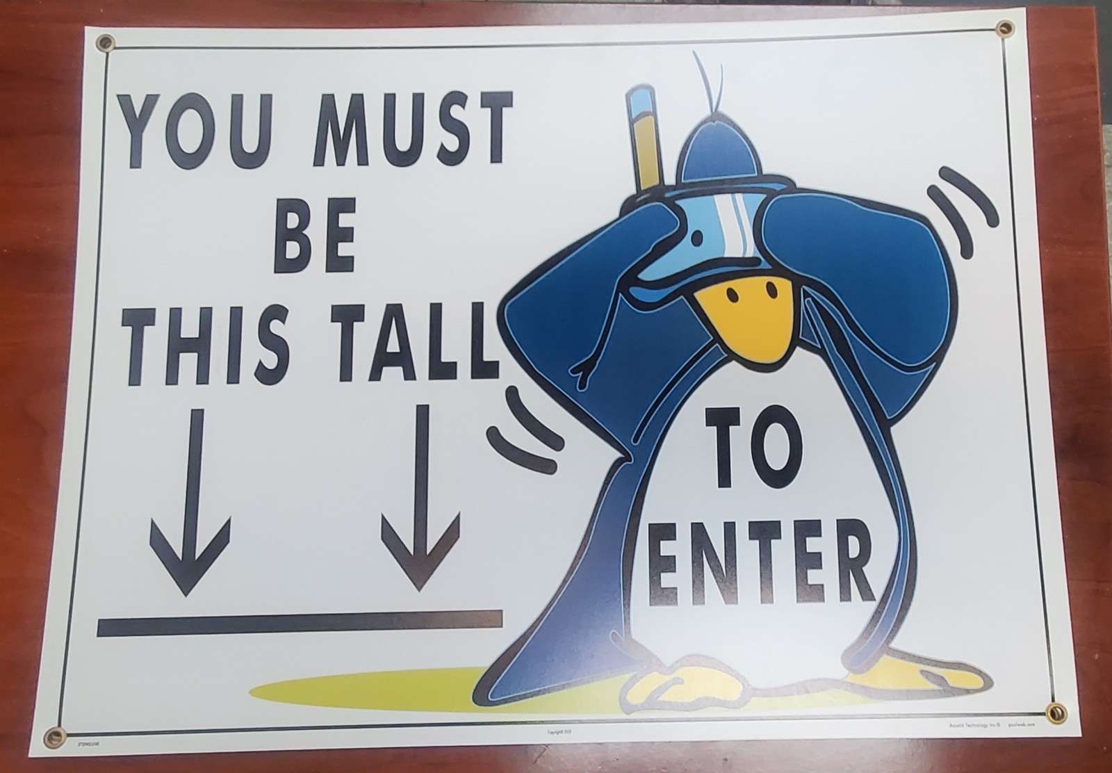 You Must Be This Tall (To Enter) Penguin Sign 24 x 18 Inches on Styrene Plastic