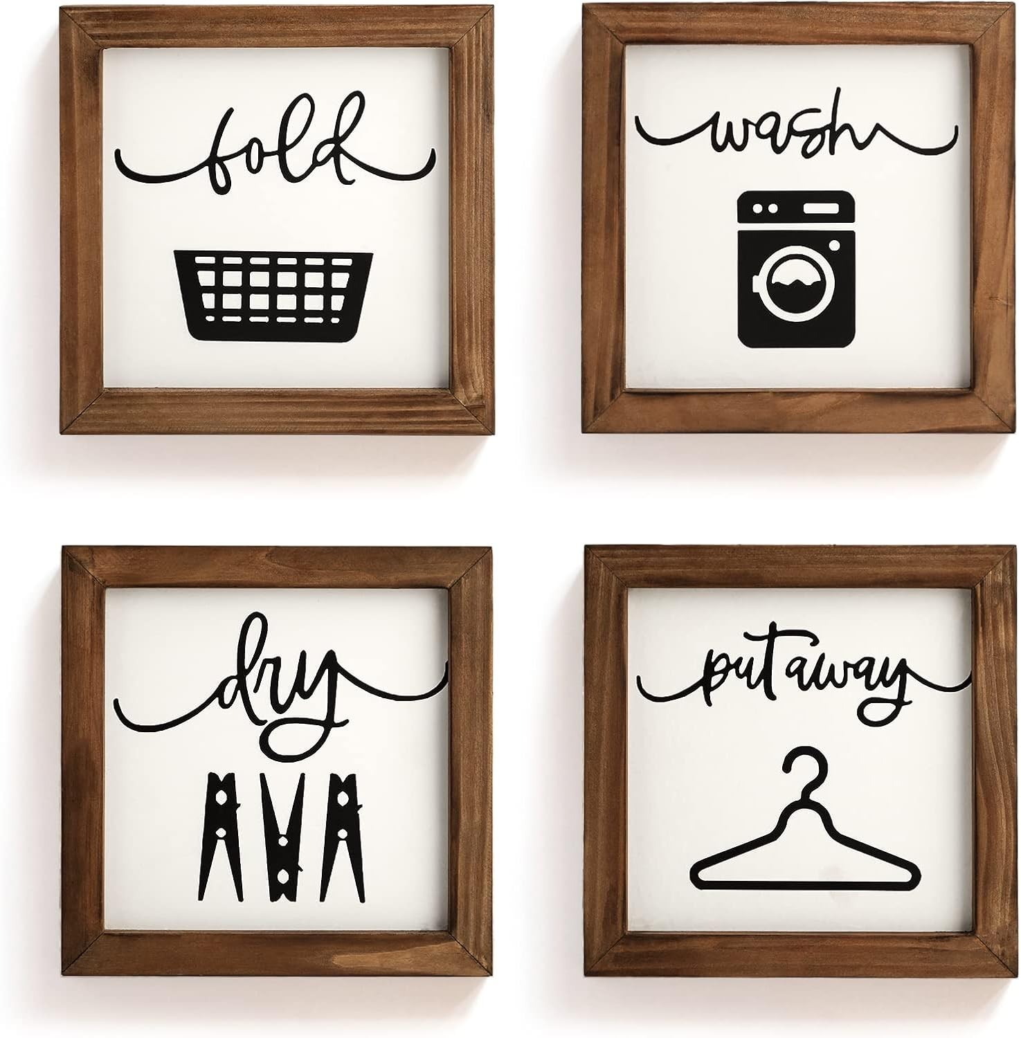 Laundry Room Decor for Wall Farmhouse Signs Set of 4 Wash Dry Fold Put Away R…