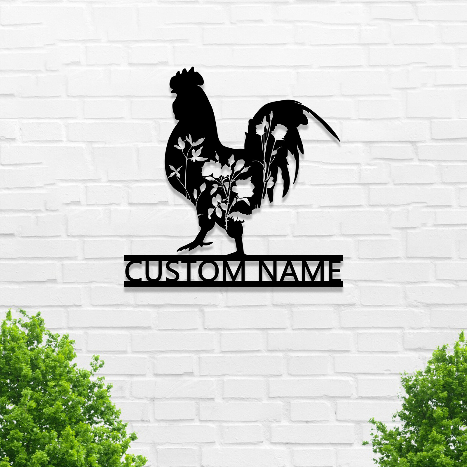 Custom Chicken Coop Wall Decor,Chicken Silhouette Personalized Family Name Sign