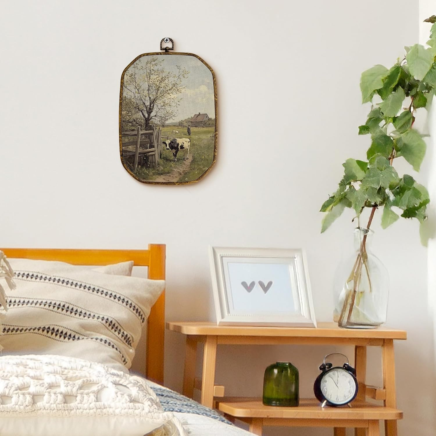 Vintage Farmhouse Cow Octagon Wall Art Decor, Rustic Cow Farm Life Landscape …