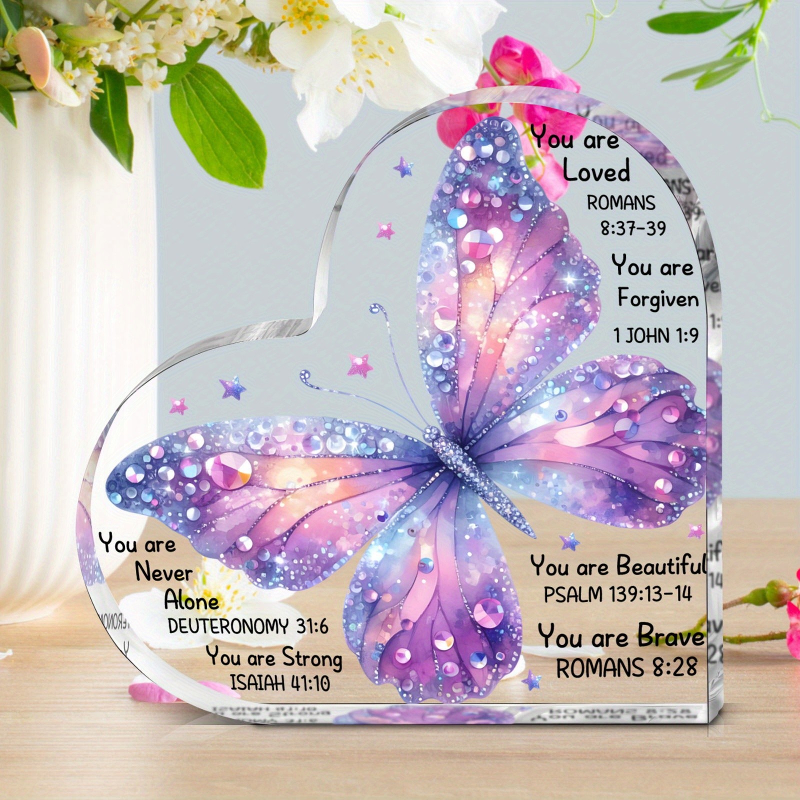 Personalized Butterfly Heart Acrylic Memorial Plaque Inspirational Keepsake Gift