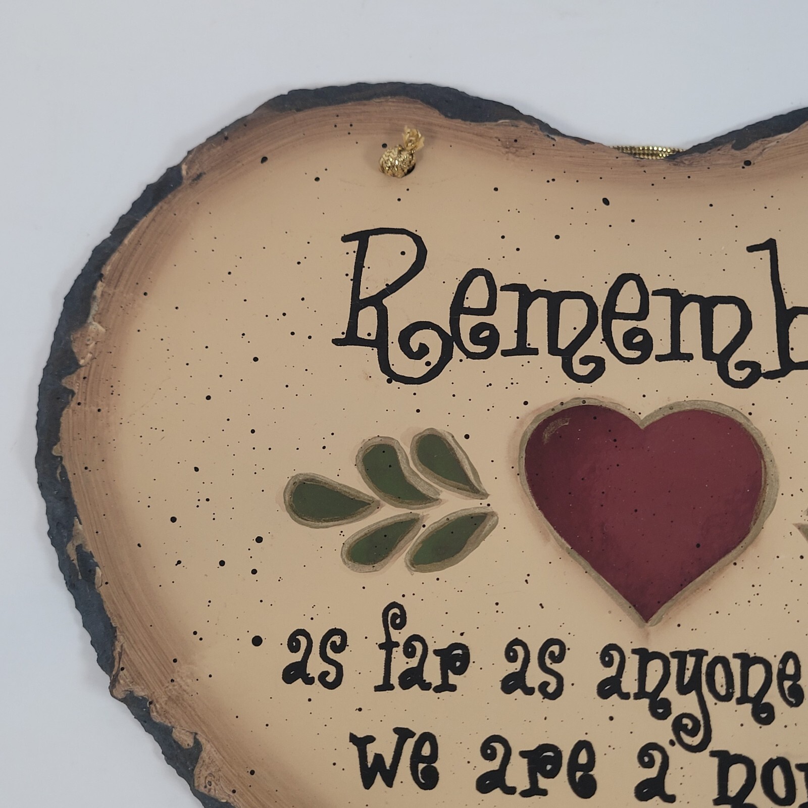 Heart Folk Art Slate Wall Hanging Remember We Are a Normal Family Cottage
