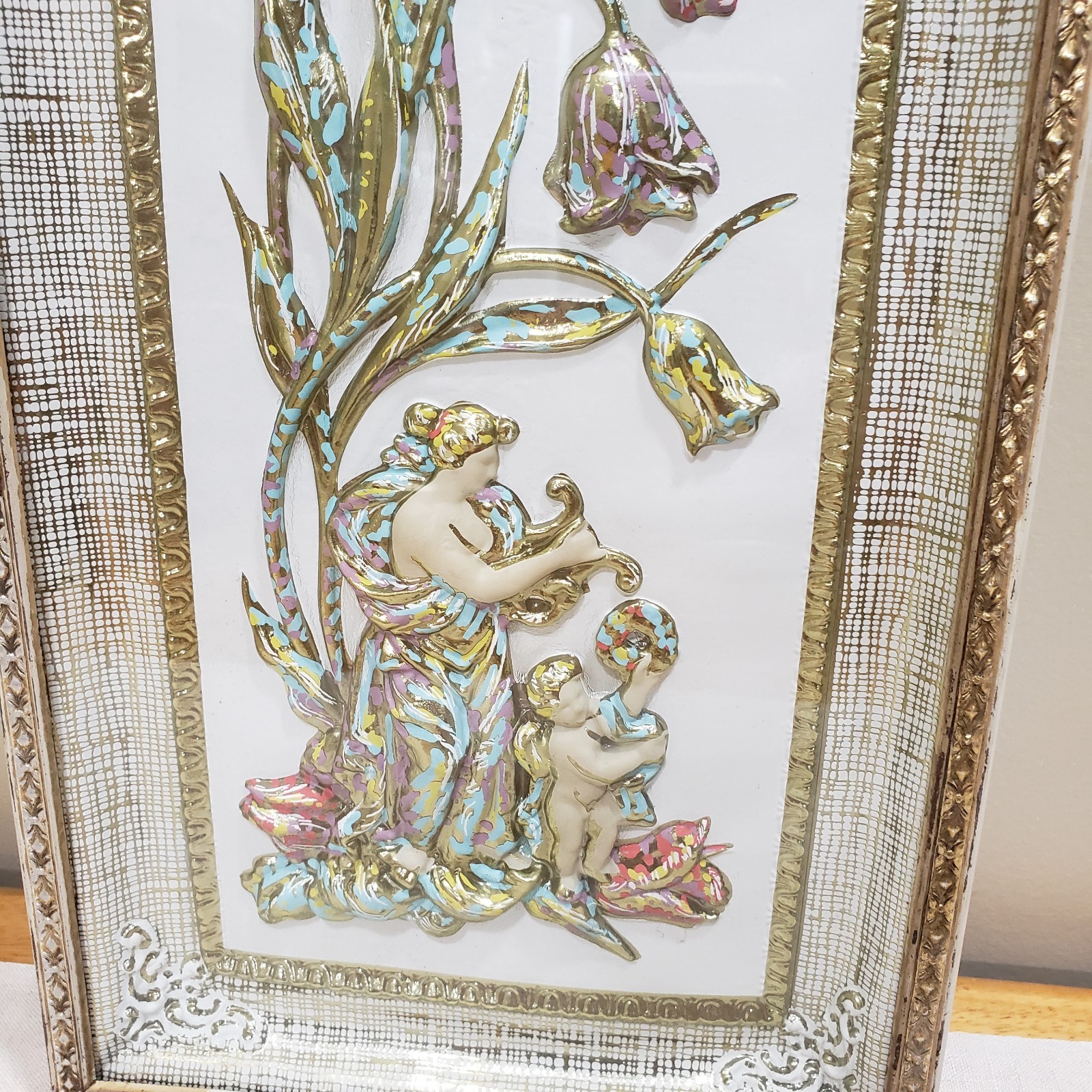 Four Seasons Floral Wall Art 3D Metal Plaques 3pc Florentine Hollywood Regency