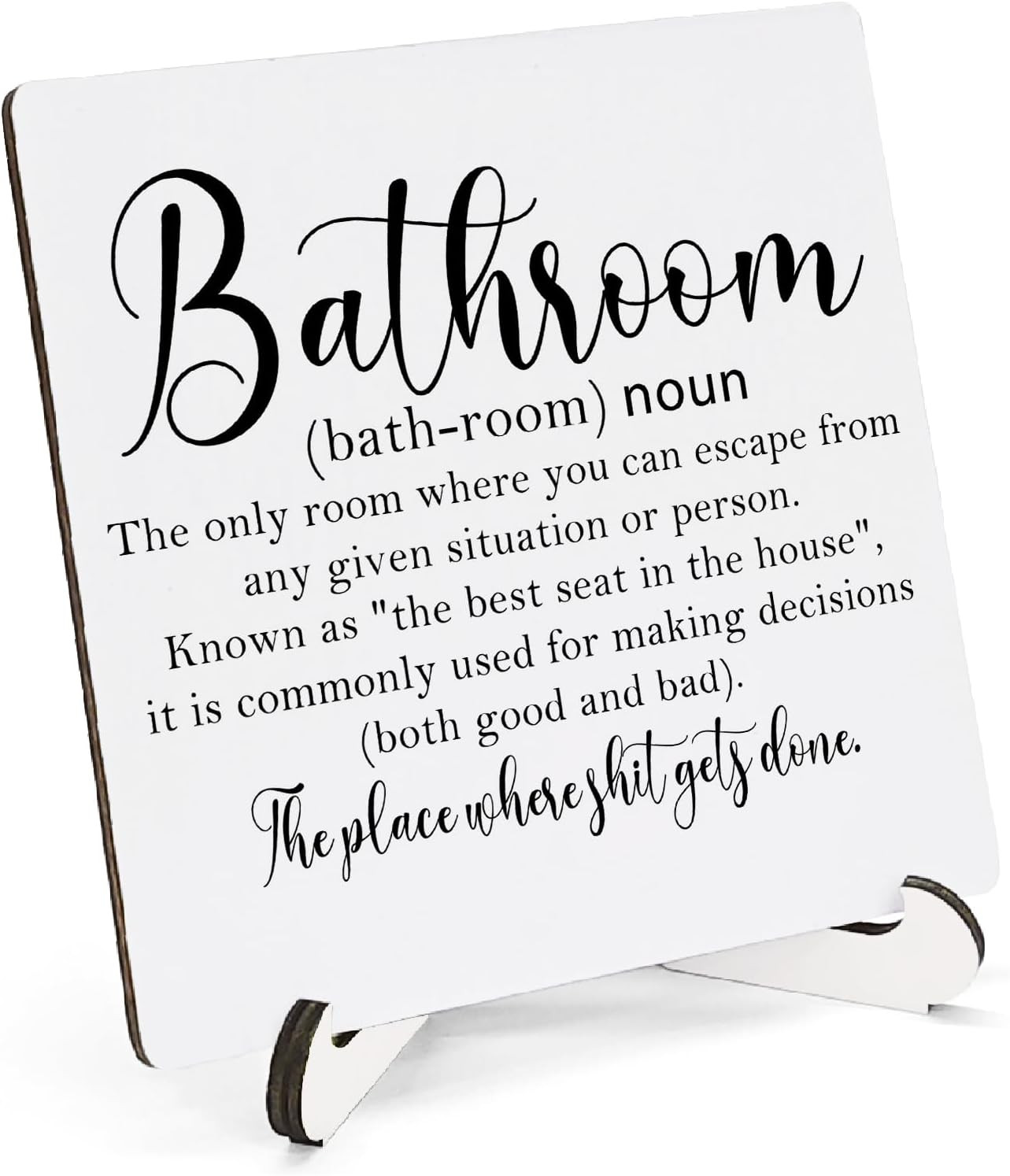 Funny Bathroom Signs Wooden Decor 5″X5″, Best Seat in the House Sign Wooden