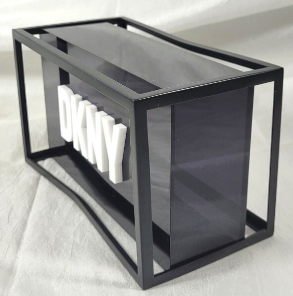 DKNY Acrylic & Metal Retail Advertising Block Sign 4″ Tall x 7″ Wide x 3.5″ Deep