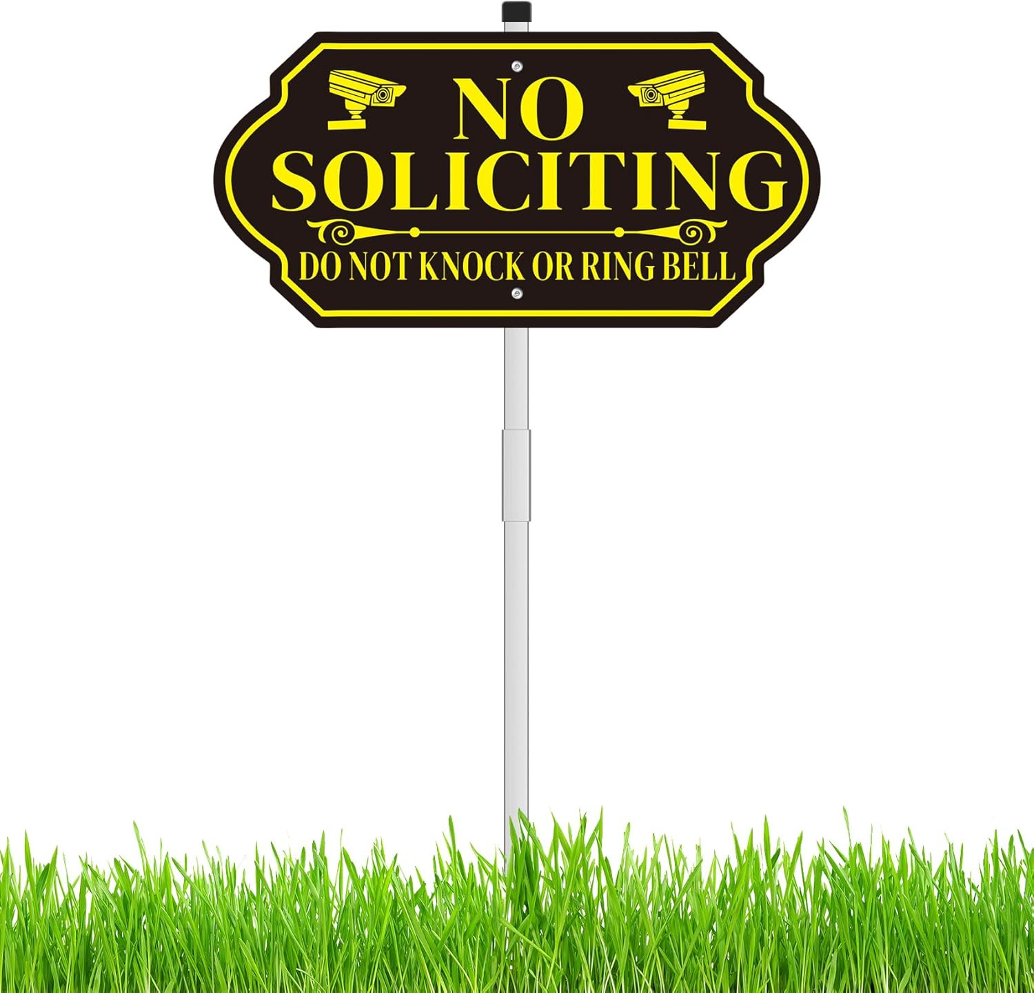 No Soliciting Sign with Stake for House – Adjustable Height Heavy Duty Aluminum