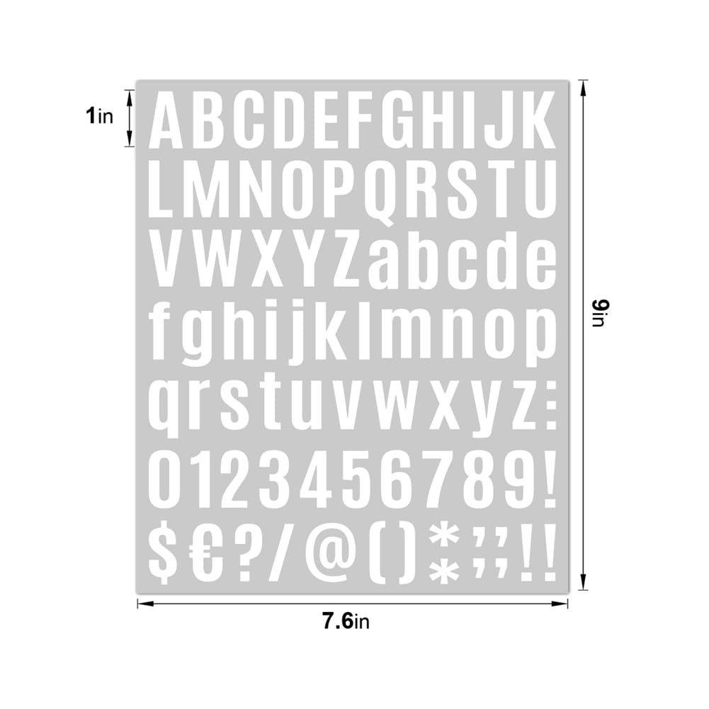 8 Sheets White 1 Inch Self Adhesive Vinyl Letters Numbers Kit, Mailbox Number…