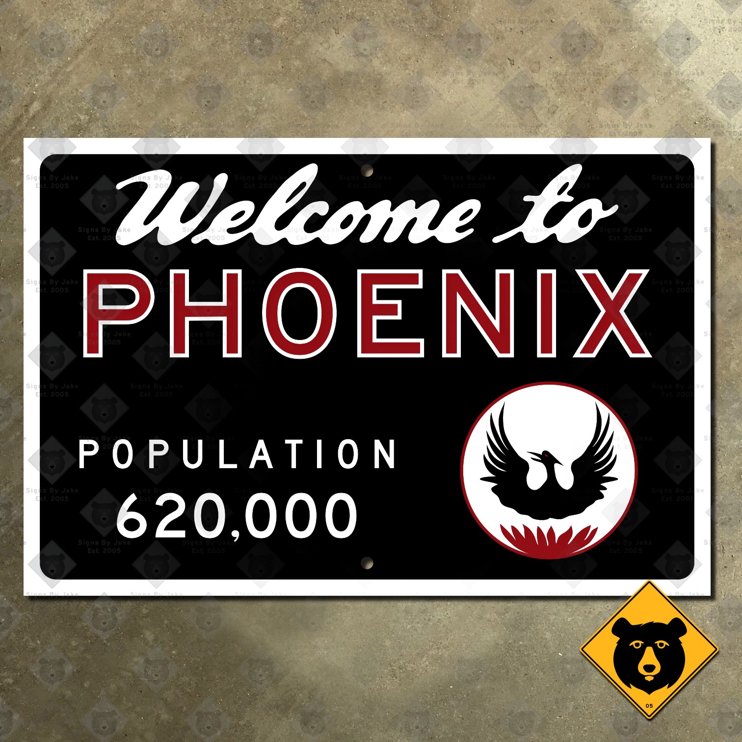 Welcome to Phoenix Arizona city limit marker road highway sign 1970s 15×10