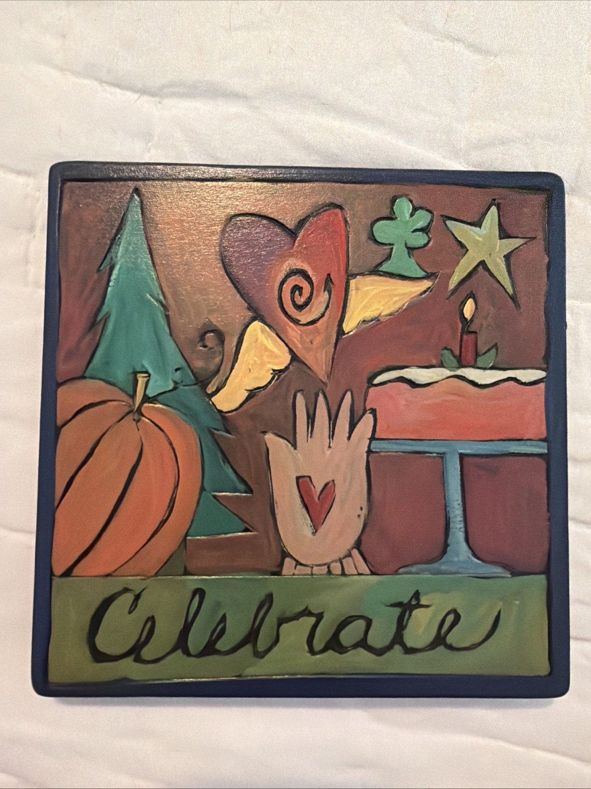 Sincerely, Sticks Handmade Wood Plaque Celebrate 1999 Signed Heart Cake Numbered
