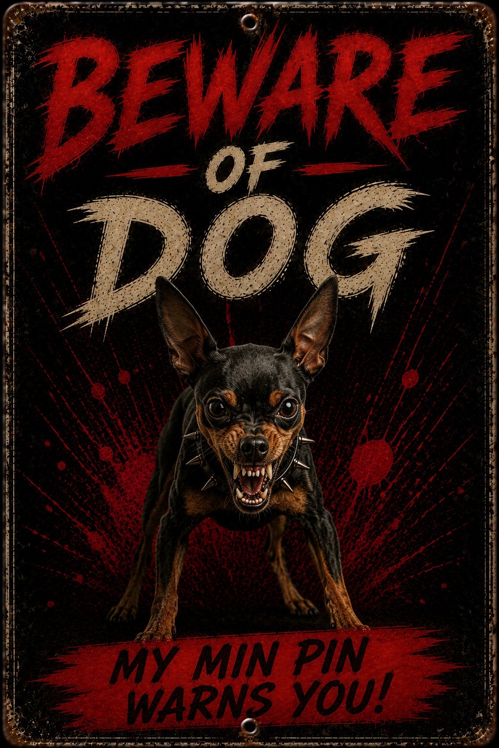 2 Pack – Min Pin Sign Beware of my MinPin Beware of Dog Sign Miniature Pincher