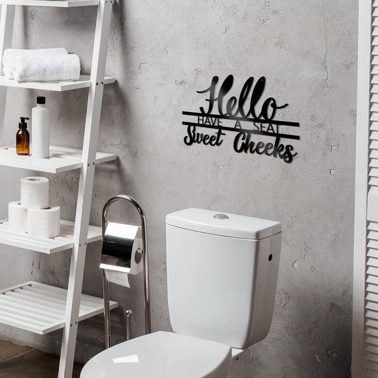 Hello Sweet Cheeks Sign Have a Seat Wall Sign Metal Bathroom Wall Decor Funny Ba