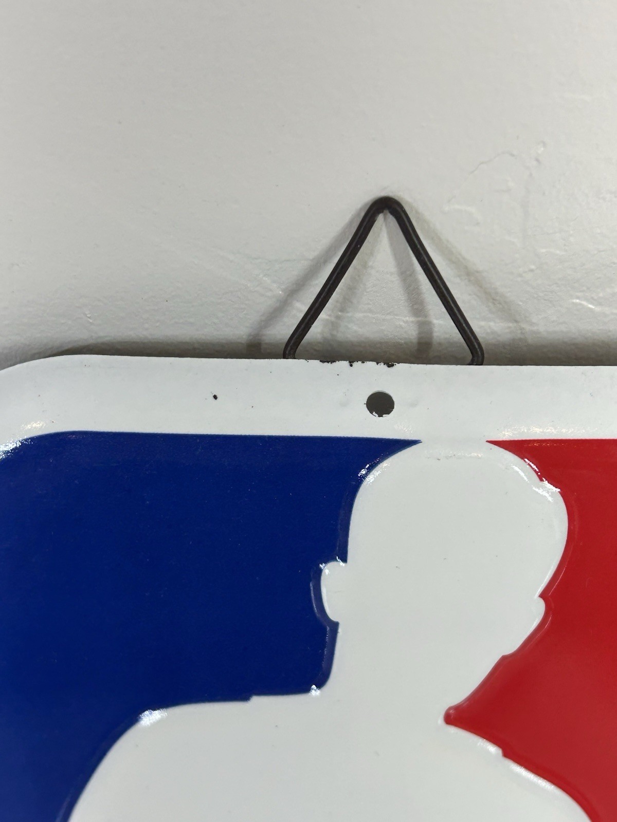 NBA Logo Metal Wall Sign 7×15 Embossed Red White Blue Basketball Decor – B22